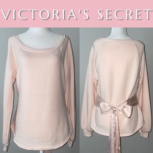 NEW Victoria's Secret Long Sleeve Pullover Sweatshirt w/ Large Bow; Small